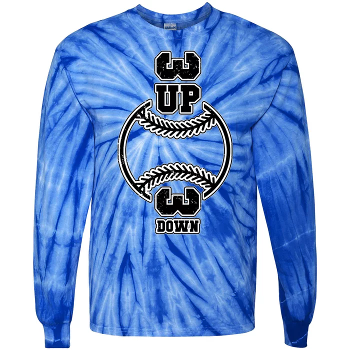 Vertical 3 Up 3 Down Baseball Graphic Tee Mom Dad Top Gift Tie-Dye Long Sleeve Shirt