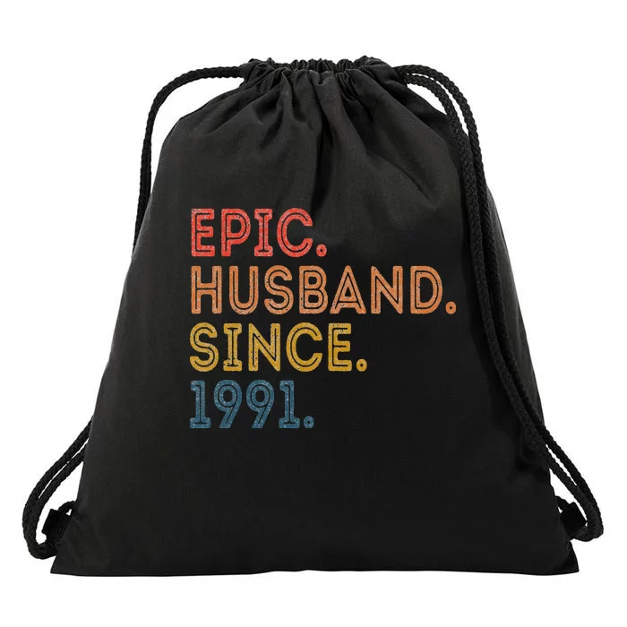 Vintage 32-Year Wedding Anniversary Epic Husband Since 1991 Drawstring Bag