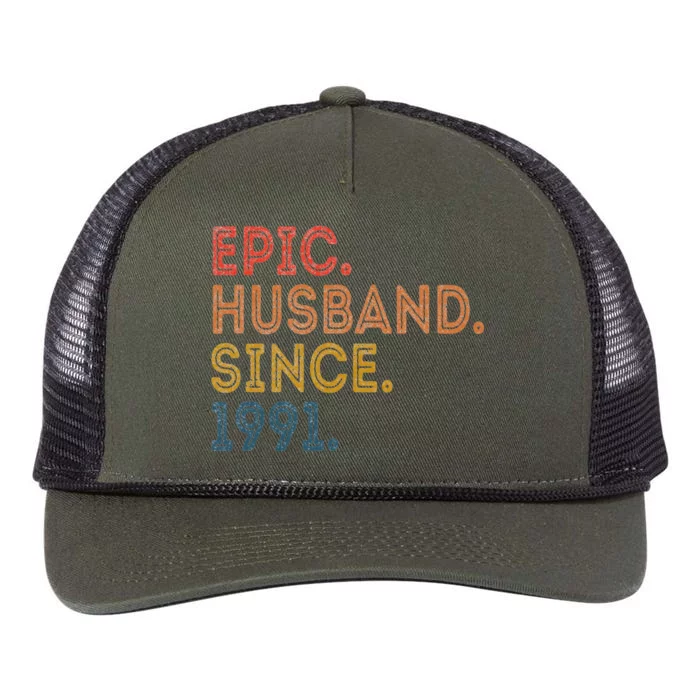 Vintage 32-Year Wedding Anniversary Epic Husband Since 1991 Retro Rope Trucker Hat Cap