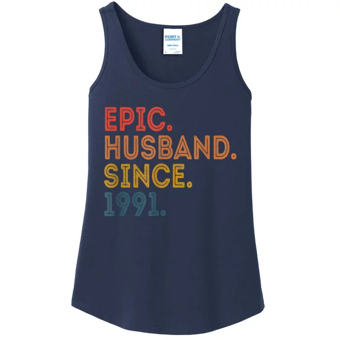 Vintage 32 Year Wedding Anniversary Epic Husband Since 1991 Ladies Essential Tank