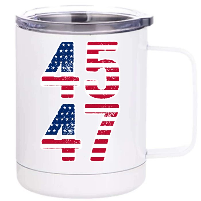 Vintage 45 47 Squared Trump 2024 Election Gift Gift Front & Back 12oz Stainless Steel Tumbler Cup