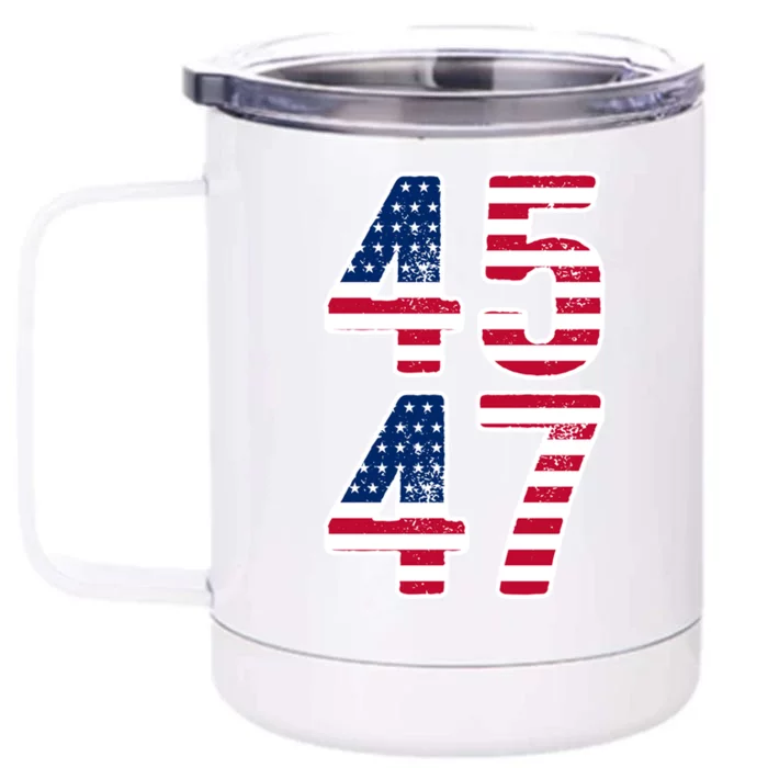 Vintage 45 47 Squared Trump 2024 Election Gift Gift Front & Back 12oz Stainless Steel Tumbler Cup