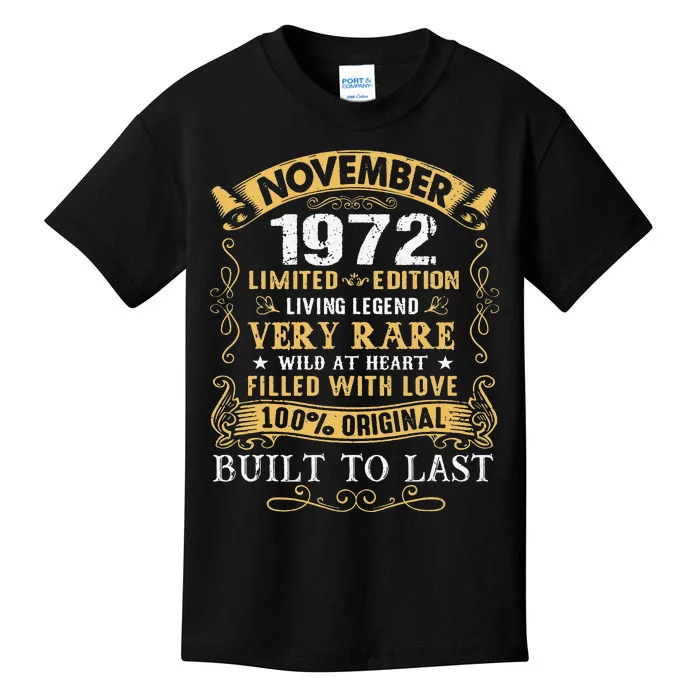 Vintage 48Th Birthday November 1972 Gift 48 Years Old Kids T-Shirt