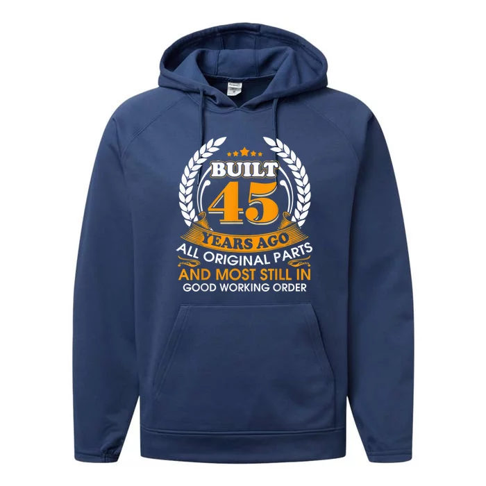 Vintage 45th Birthday Present Gifts 45 Years Old Shirt Performance Fleece Hoodie