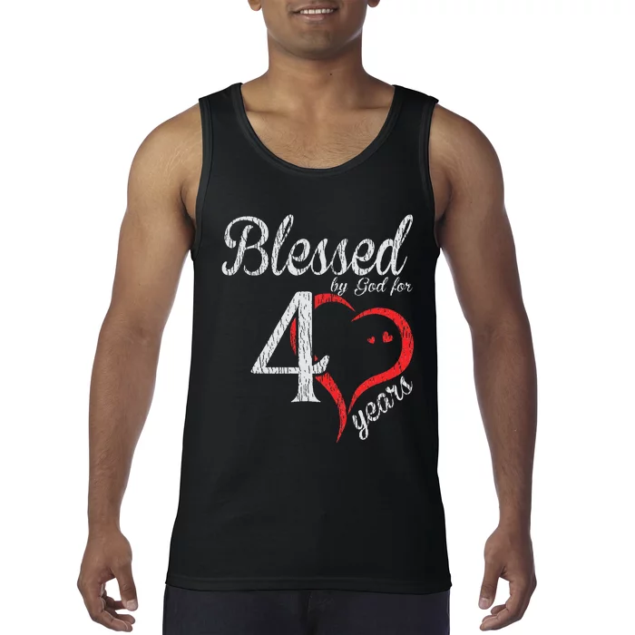 Vintage 40th Birthday Blessed By God, Happy Birthday Gift Tank Top