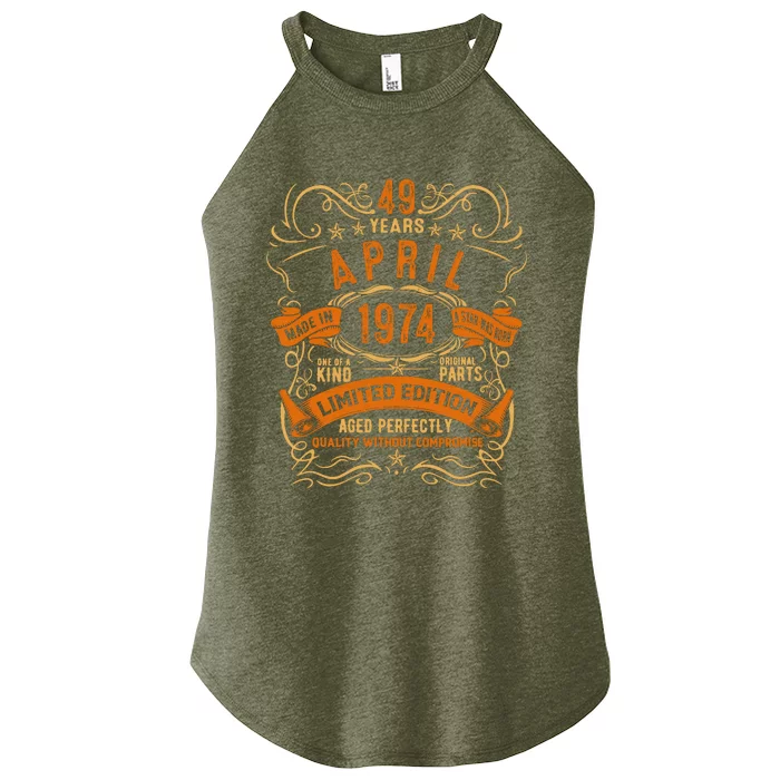 Vintage 49th Birthday April 1974 Birthday Women’s Perfect Tri Rocker Tank