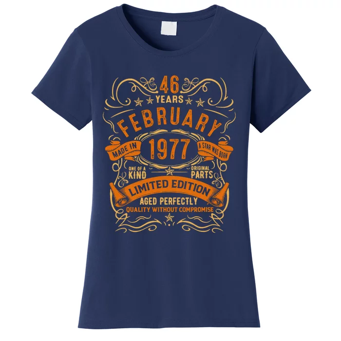 Vintage 46th Birthday February 1977 Birthday Women's T-Shirt