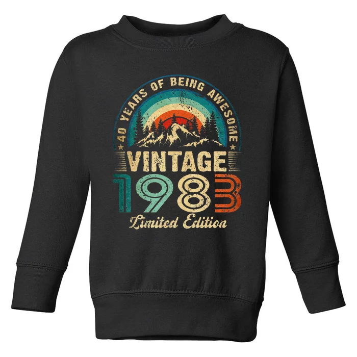 Vintage 40th Birthday Funny 1983 40 Years Old Toddler Sweatshirt