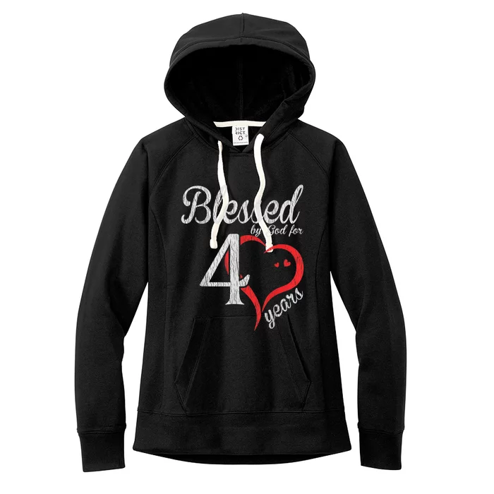 Vintage 40th Birthday Blessed By God, Happy Birthday Gift Women's Fleece Hoodie