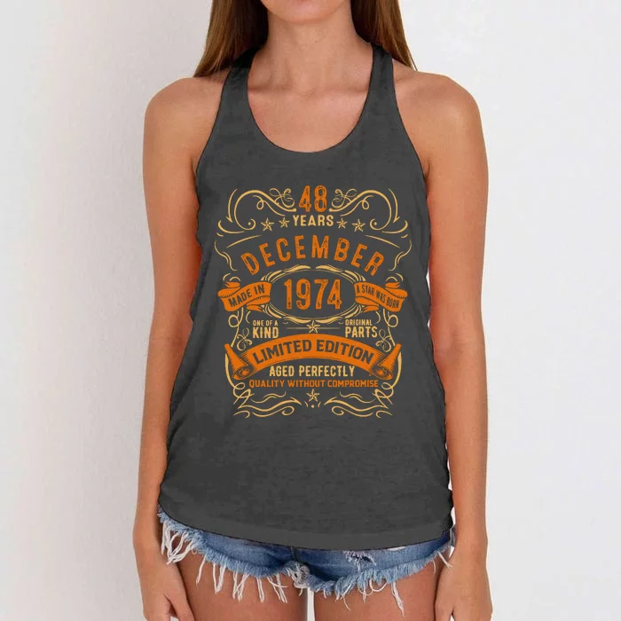 Vintage 48 Birthday December 1974 Birthday Women's Knotted Racerback Tank