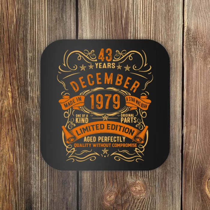 Vintage 43 Birthday December 1979 Birthday Coaster