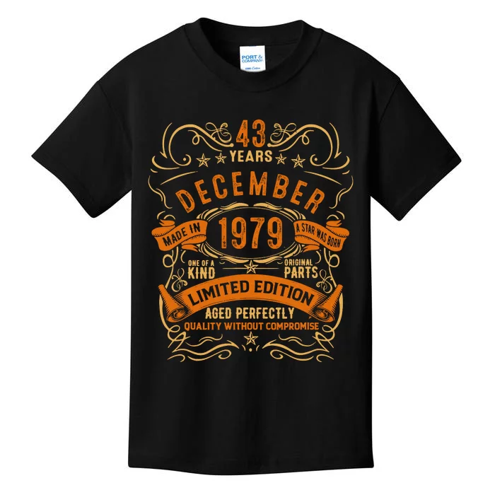 Vintage 43 Birthday December 1979 Birthday Kids T-Shirt