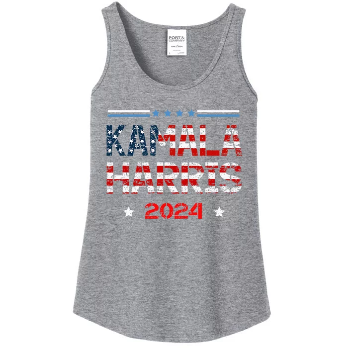 Vote 47 Kamala Harris 2024 President Funny America Flag Ladies Essential Tank