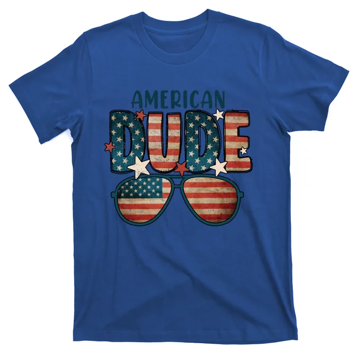 Vintage 4th Of July Usa Flag American Dude Sun Glasses Gift T-Shirt