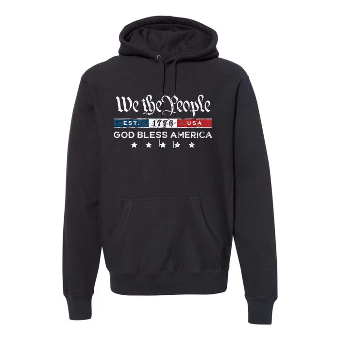 Vintage 4th Of July We The People Usa God Premium Hoodie