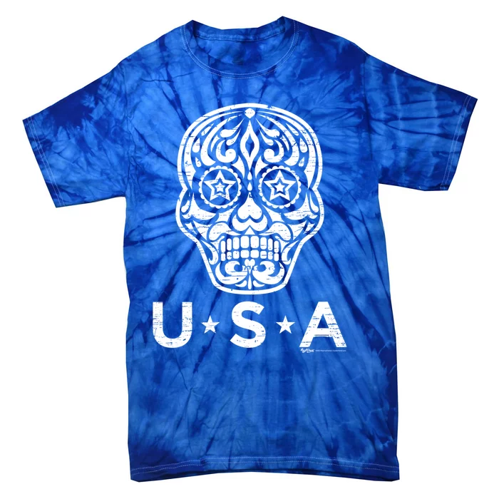 Vintage 4th Of July Sugar Skull Cute Gift Tie-Dye T-Shirt