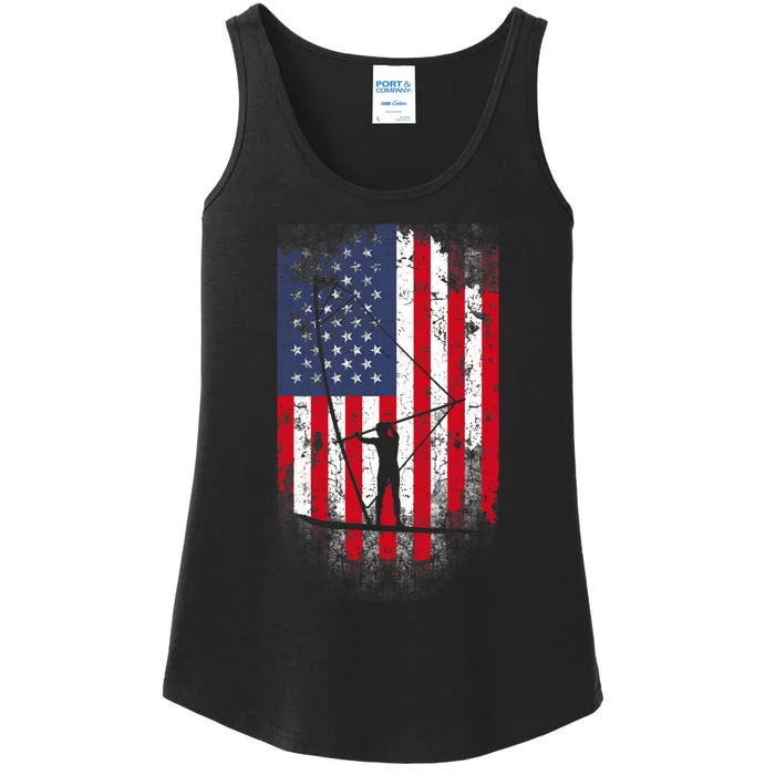 Vintage 4th Of July USA Flag Windsurfing Windsurfer Ladies Essential Tank