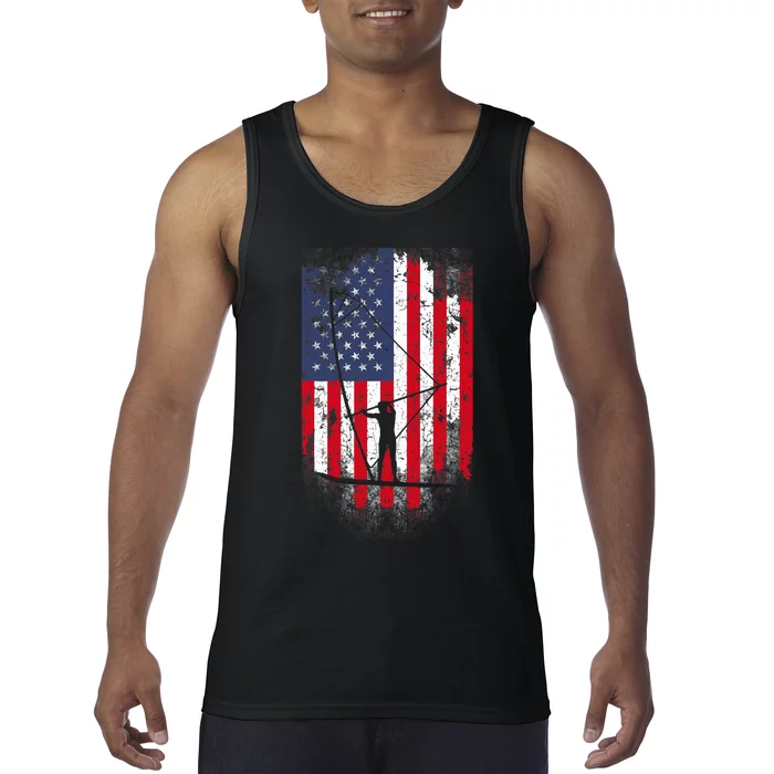 Vintage 4th Of July USA Flag Windsurfing Windsurfer Tank Top