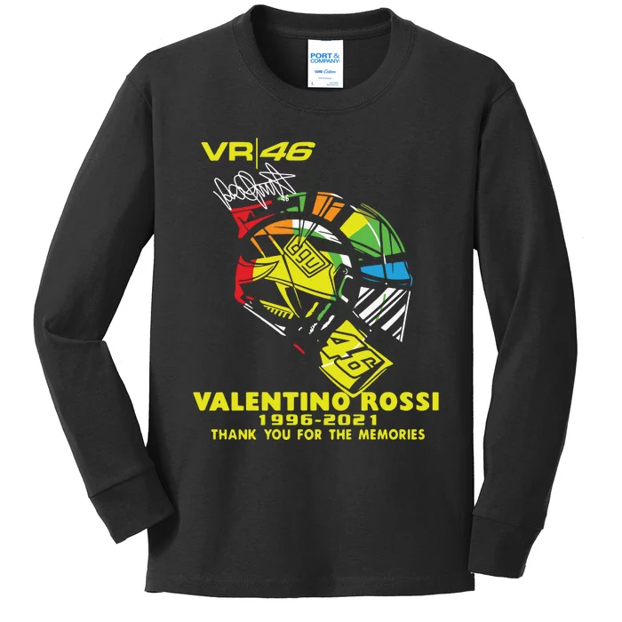 Vr 46 Valentino Rossi 19962021 Thank You For The Memories Kids Long Sleeve Shirt