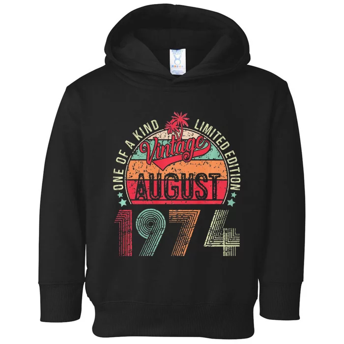 Vintage 49 Years Old August 1974 49th Birthday Toddler Hoodie