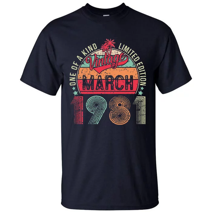 Vintage 42 Year Old March 1981 Limited Edition 42nd Birthday Tall T-Shirt