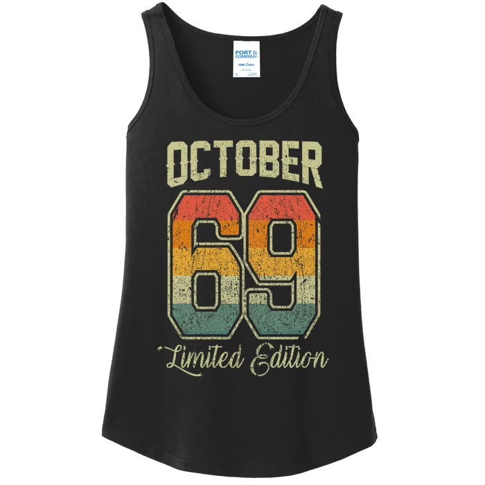 Vintage 52nd Birthday October 1969 Sports Jersey Ladies Essential Tank