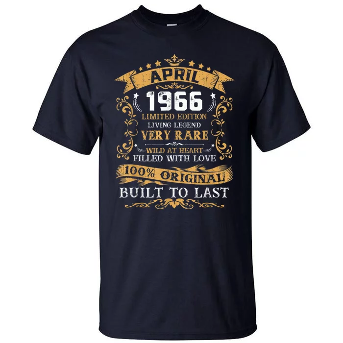 Vintage 55th Birthday April 1966 Shirt 55 Years Old Tall T-Shirt