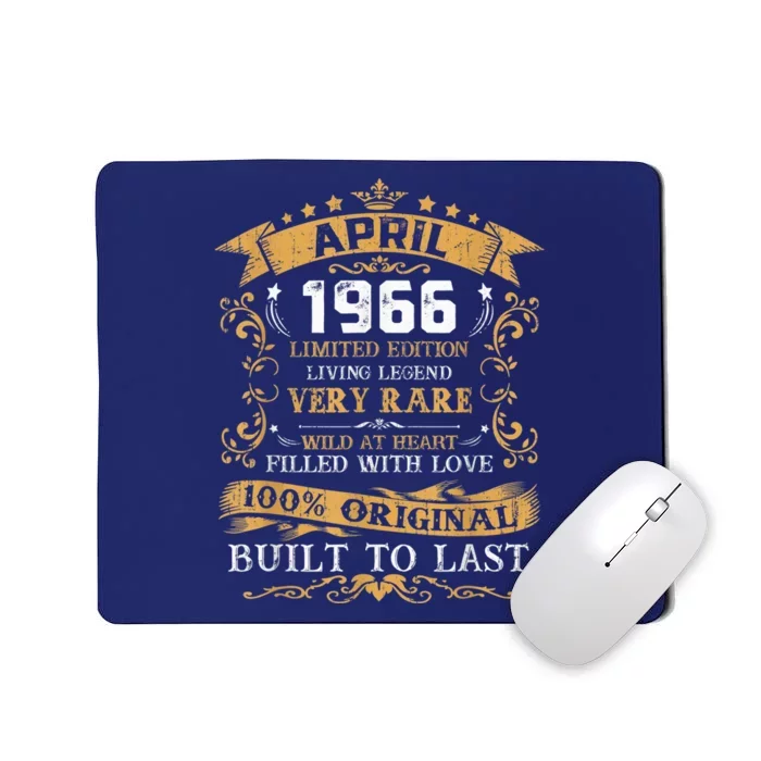 Vintage 55th Birthday April 1966 Shirt 55 Years Old Mousepad