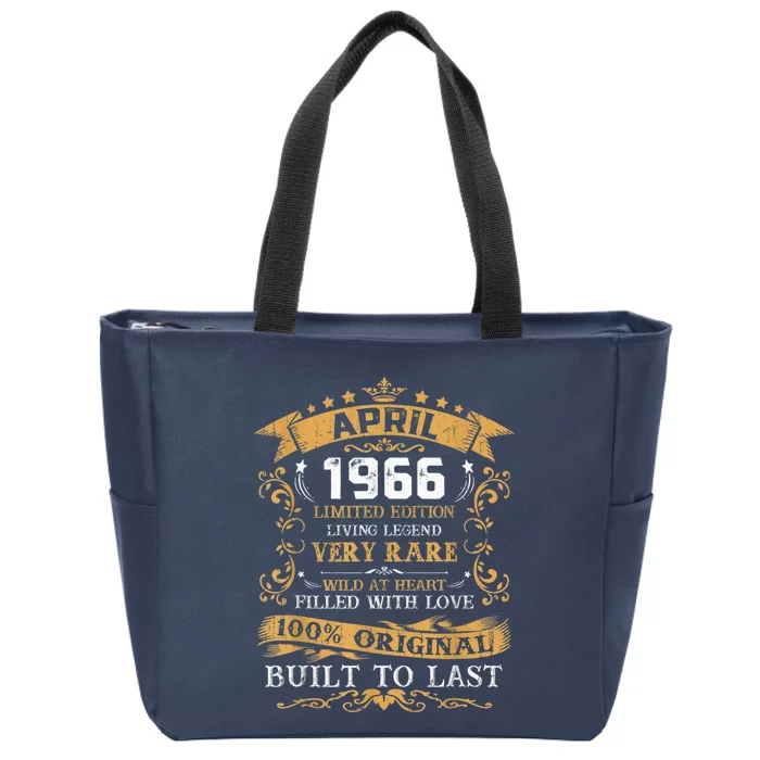 Vintage 55th Birthday April 1966 Shirt 55 Years Old Zip Tote Bag