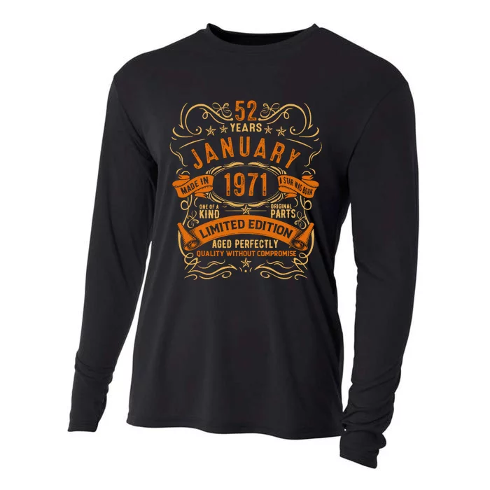 Vintage 52th Birthday January 1971 Birthday Cooling Performance Long Sleeve Crew