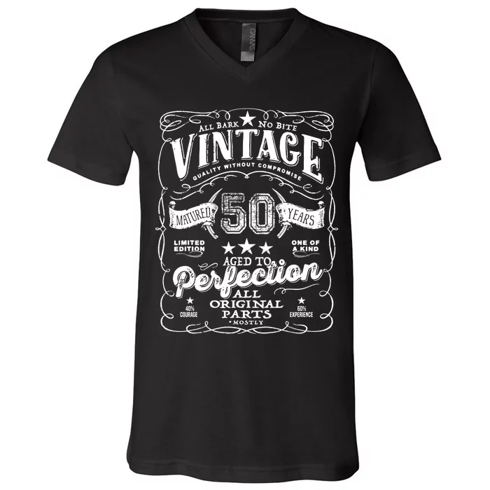 Vintage 50th Birthday Perfection Original Part 1973 V-Neck T-Shirt