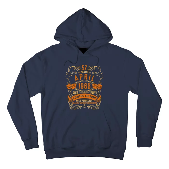 Vintage 57th Birthday April 1966 Birthday Hoodie