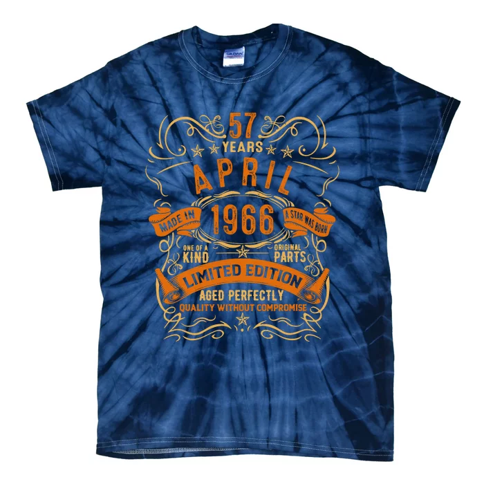 Vintage 57th Birthday April 1966 Birthday Tie-Dye T-Shirt