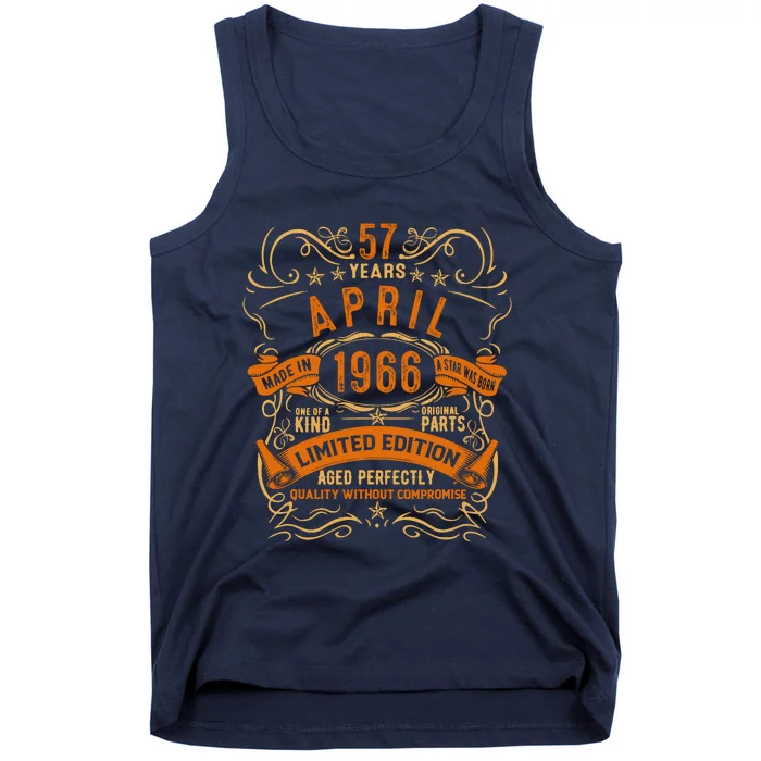 Vintage 57th Birthday April 1966 Birthday Tank Top