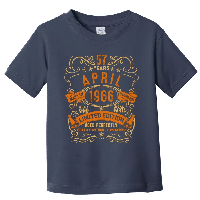 Vintage 57th Birthday April 1966 Birthday Toddler T-Shirt