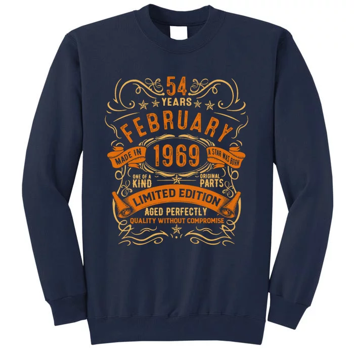 Vintage 54th Birthday February 1969 Birthday Tall Sweatshirt