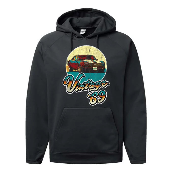 Vintage 50th Birthday 1969 Classic Muscle Car Gift Performance Fleece Hoodie