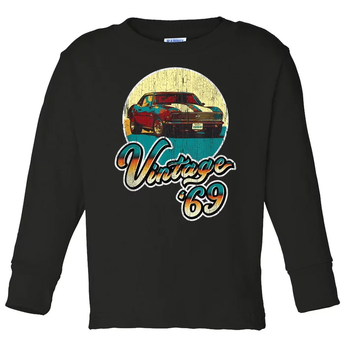 Vintage 50th Birthday 1969 Classic Muscle Car Gift Toddler Long Sleeve Shirt