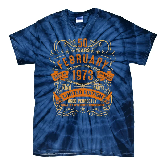 Vintage 50th Birthday February 1973 Birthday Tie-Dye T-Shirt