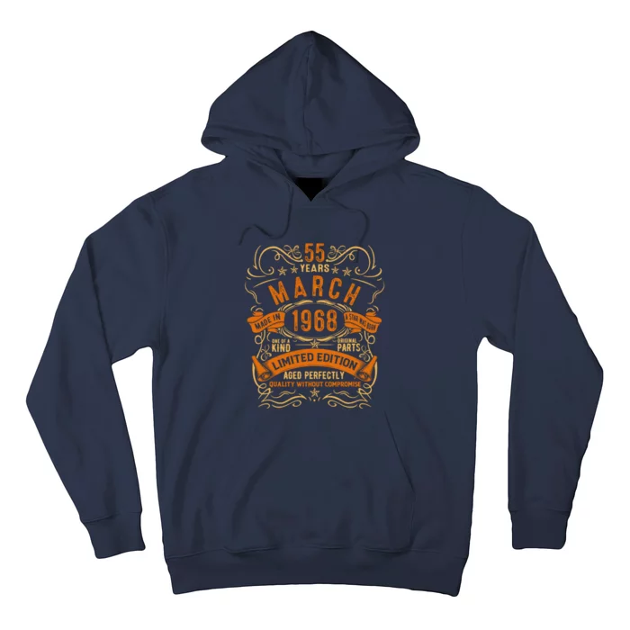 Vintage 55th Birthday March 1968 Birthday Hoodie