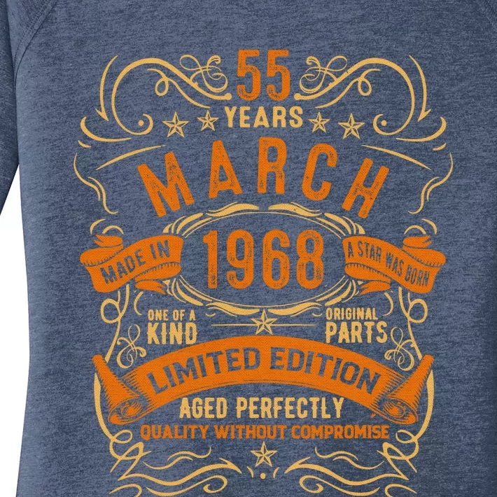 Vintage 55th Birthday March 1968 Birthday Women's Perfect Tri Tunic Long Sleeve Shirt