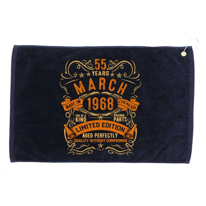 Vintage 55th Birthday March 1968 Birthday Grommeted Golf Towel