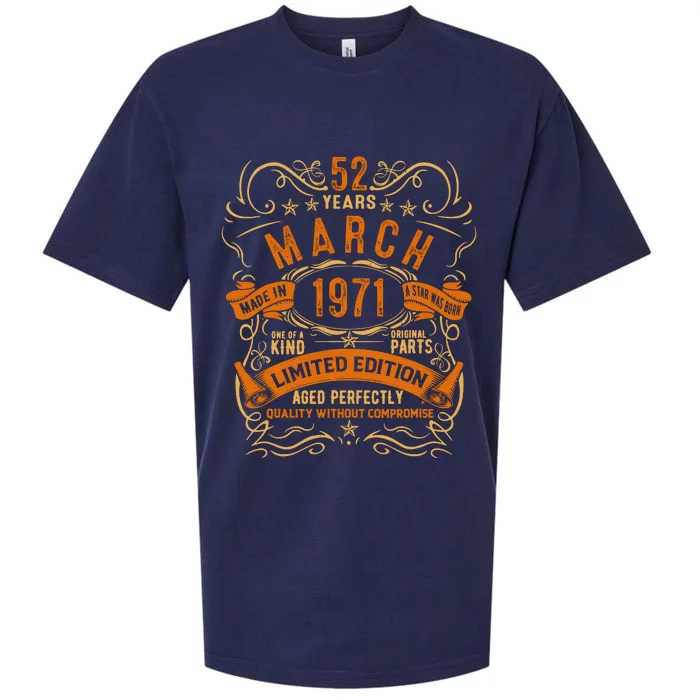 Vintage 52th Birthday March 1971 Birthday Sueded Cloud Jersey T-Shirt