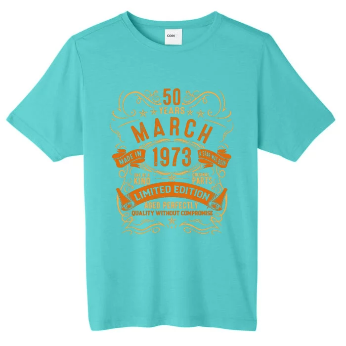 Vintage 50th Birthday March 1973 Birthday ChromaSoft Performance T-Shirt