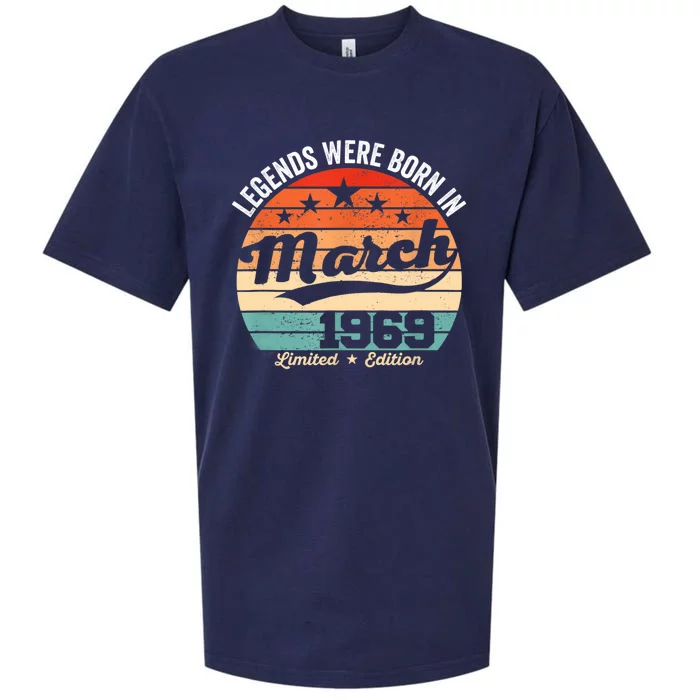 Vintage 54th Birthday Legends Were Born In March 1969 Sueded Cloud Jersey T-Shirt