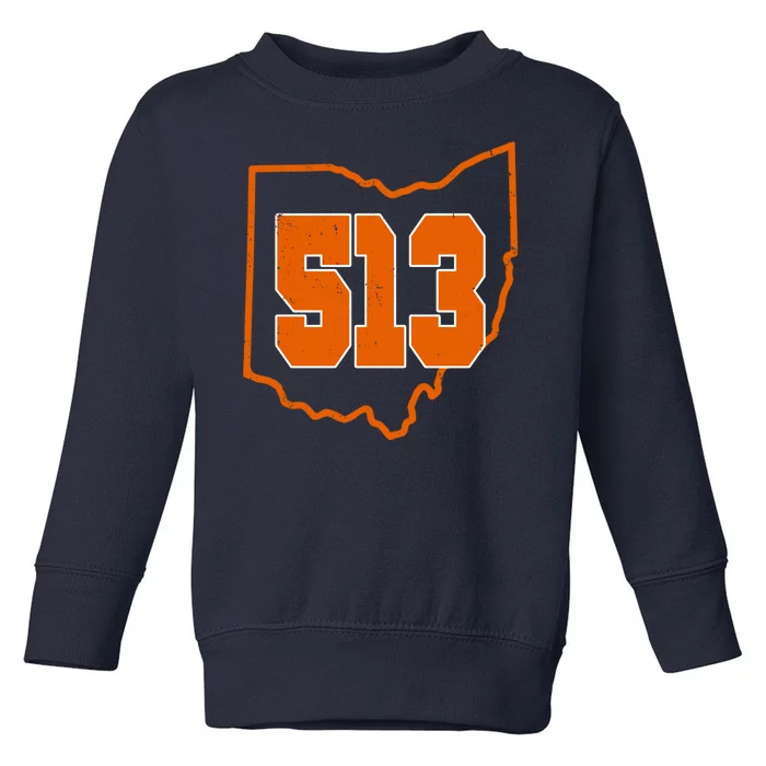 Vintage 513 Cincinnati Ohio Toddler Sweatshirt