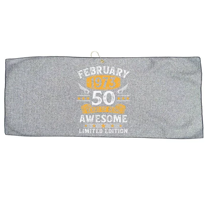 Vintage 50 Year Old Gift 50th Birthday For February 1973 Large Microfiber Waffle Golf Towel