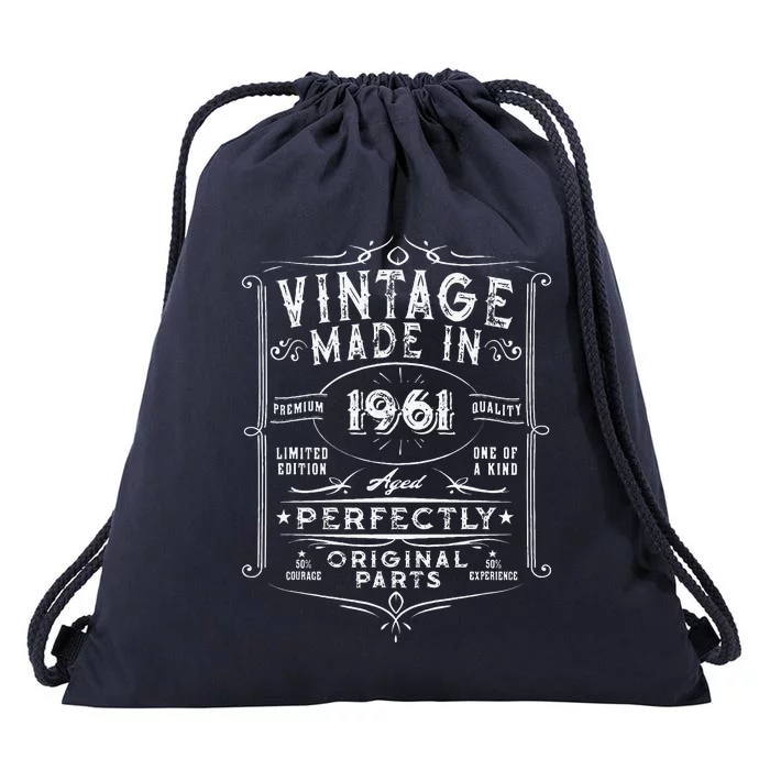 Vintage 62th 1961 Bday 62 Year Old Birthday Drawstring Bag