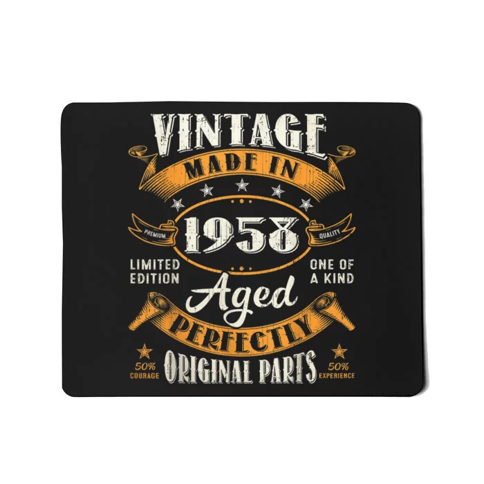 Vintage 65th Birthday Decorations  Funny 1958 65 Birthday Mousepad