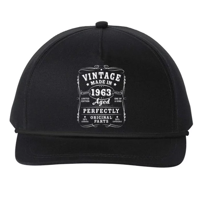 Vintage 60th Birthday Decorations Men Funny 1963 60 Birthday Snapback Five-Panel Rope Hat